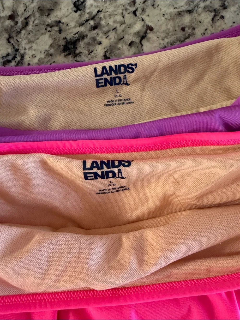 Lands' End Girls' Swim Skirt Bikini Bottoms in Hot Pink & Purple
